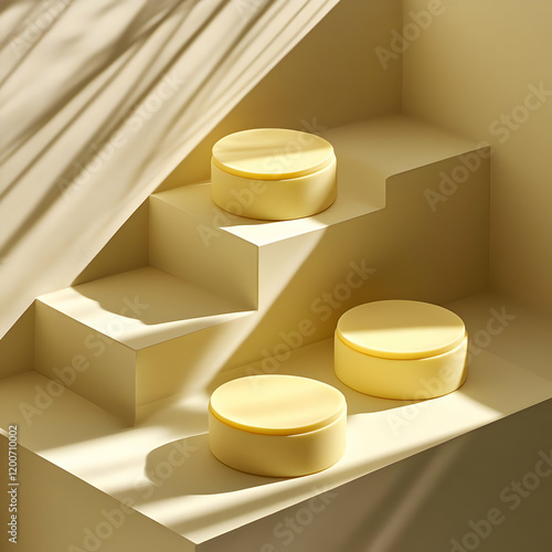3D Render of Yellow Podiums...
