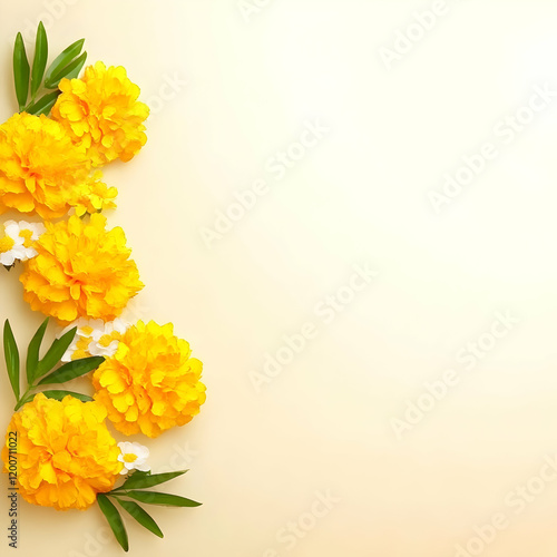 Yellow Flowers and Green Le...