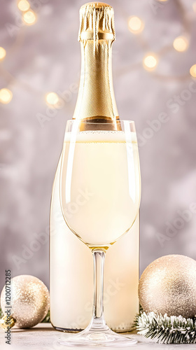Sparkling Wine Bottle and G...