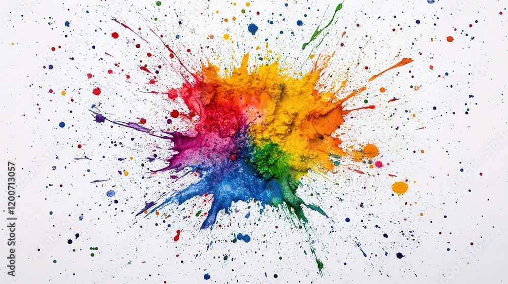 Rainbow Ink Splash: A vibrant explosion of rainbow-colored ink splatters across the surface, creating a dynamic and artistic composition. The colors blend and contrast, showcasing a spectrum of hues. Rainbow Ink Splash: A vibrant explosion of rainbow-colored ink splatters across the surface, creating a dynamic and artistic composition. The colors blend and contrast, showcasing a spectrum of hues.