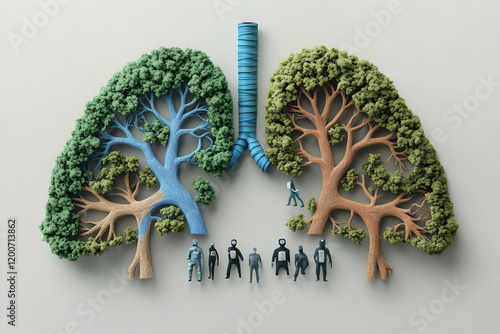 3D Illustration of Lungs Sh...