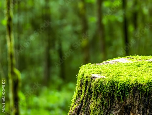Vivid Green Moss Covers a T...