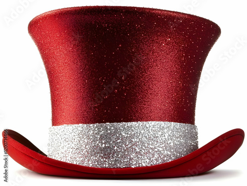 Red Top Hat with Silver Gli...