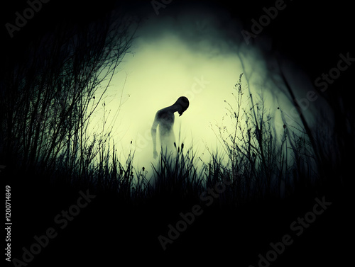 Silhouetted Figure Stands i...