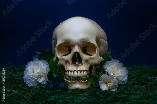 Human Skull Rests Peacefull...