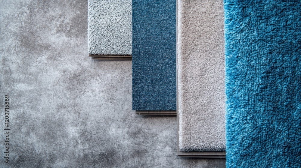 Fototapeta premium High-Resolution Carpets Texture Samples in Various Shades of Blue and Grey