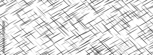 Black cross hatch seamless texture. Diagonal line repeated pattern surface. Rough sackcloth fabric background. Crosshatch linen canvas burlap overlay wallpaper. Vector homespun textile cloth backdrop