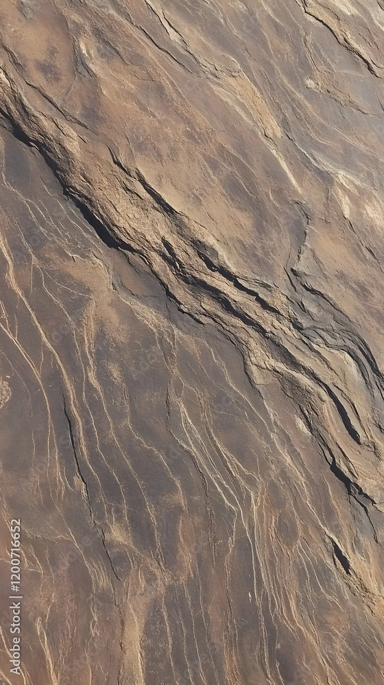 Fototapeta premium Rough Textured Rock Surface Shows Natural Layers and Cracks Close Up
