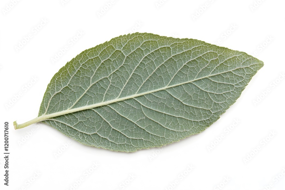 Obraz premium Single green leaf isolated on white background.