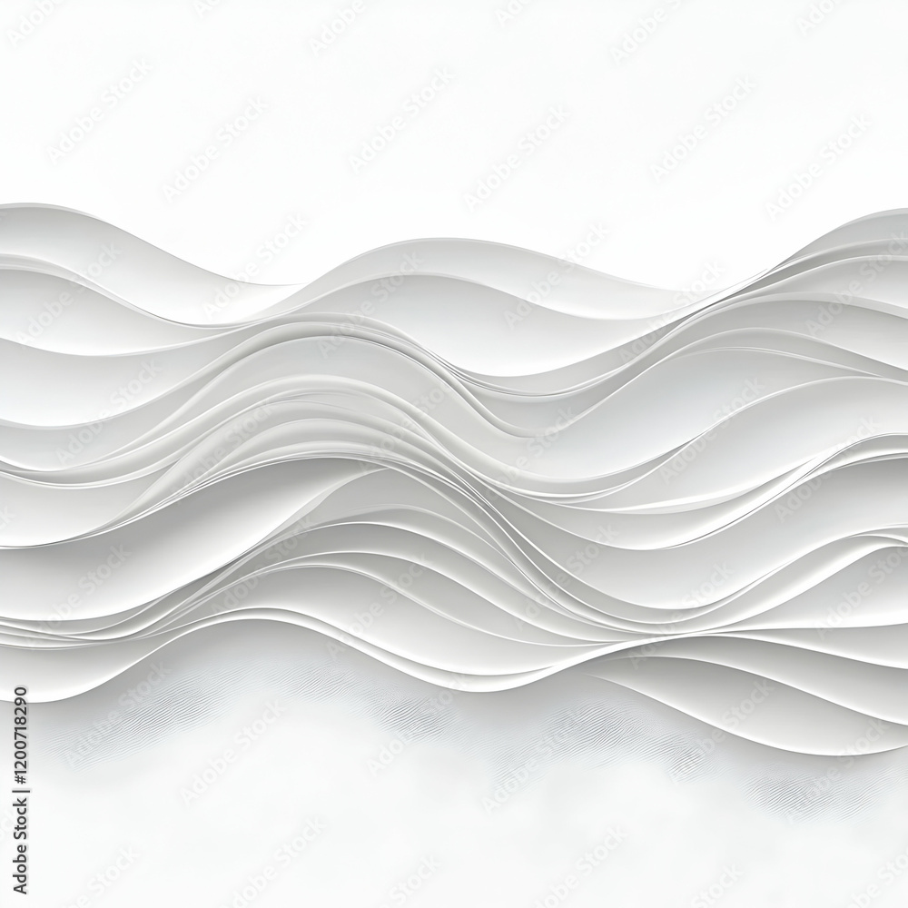 Obraz premium Abstract white wavy background forms dynamic, elegant ripples softly with subtle shadows.