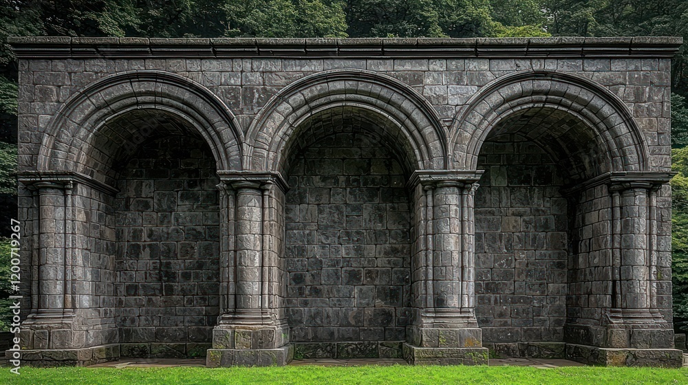 Obraz premium Ancient Stone Archway in Serene Green Setting