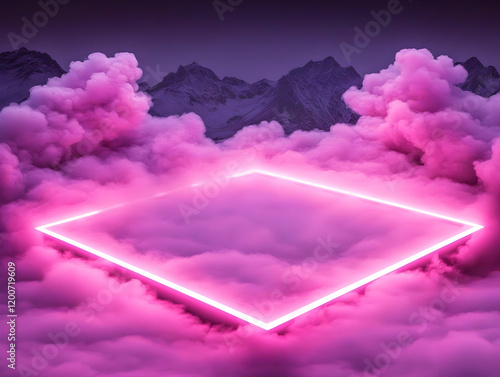 Neon Square Frame Glowing i...