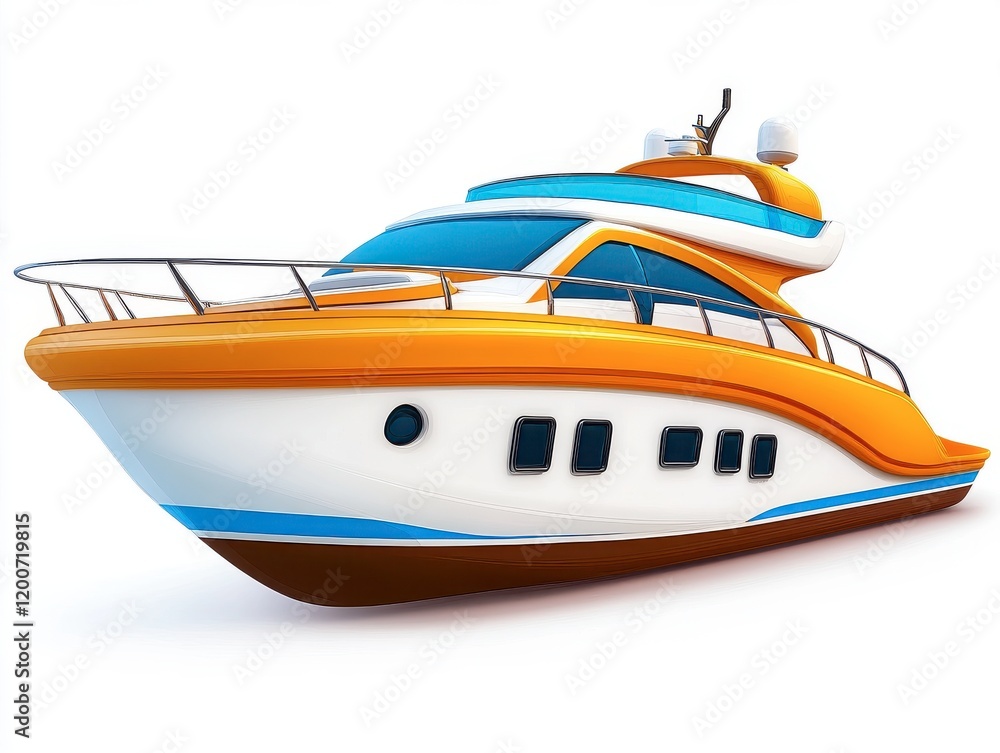 Vibrant Orange Yacht with Modern Design and Smooth Curves Vibrant Orange Yacht with Modern Design and Smooth Curves