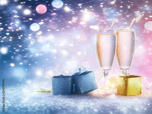Two Champagne Flutes with S...