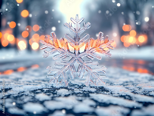 A Delicate Ice Crystal Snow...