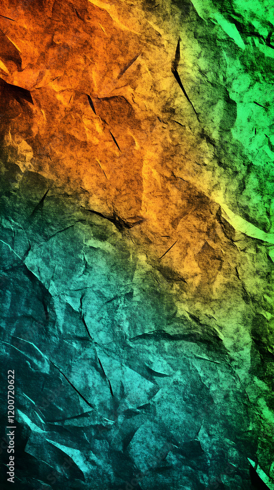 Abstract Textured Background Blends Orange and Green with Subtle Lighting and Dark Cracks Abstract Textured Background Blends Orange and Green with Subtle Lighting and Dark Cracks