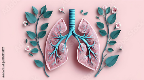 3D Illustration of Lungs wi...
