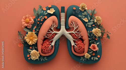 3D Lungs Adorned with Flowe...