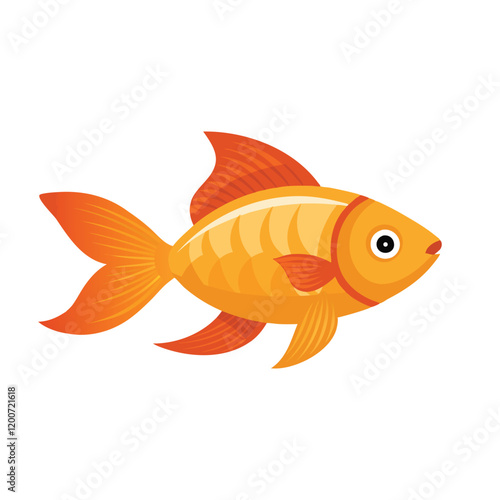 Beautiful Goldfish isolated flat vector illustration on white background