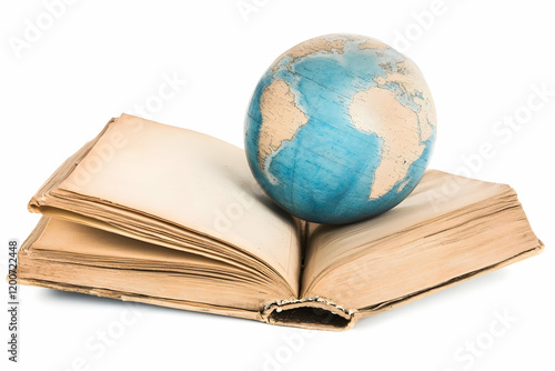 Vintage Globe Rests on Open...