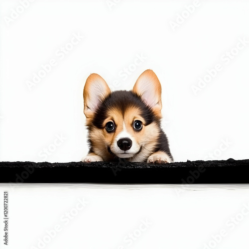 Cute Puppy Looks Over a Bla...