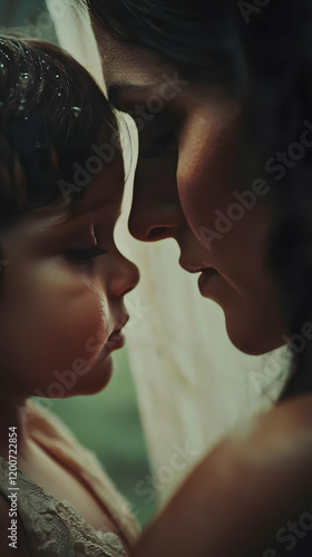 Mother and Child Share a Te...
