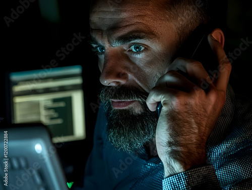 Man Works Late at Night, Ta...