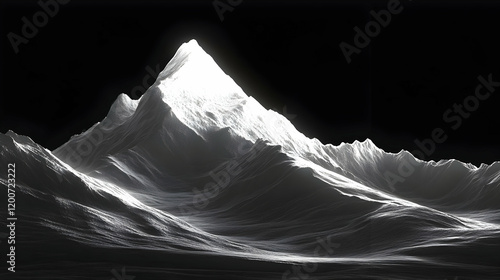 Glowing Snowy Mountain Peak...