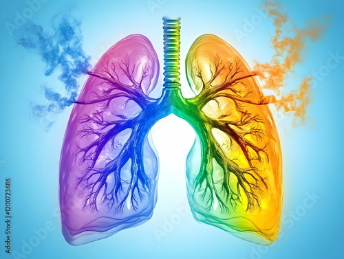 Stylized Lungs with Colorfu...