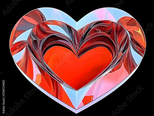 3D Red Heart with Swirling ...