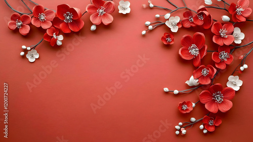 Red and White Paper Flowers...