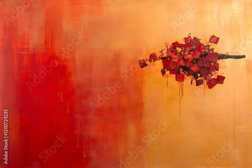 Abstract Painting with Red ...