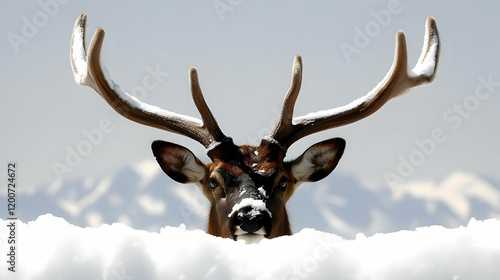 Majestic Elk with Snow-Dust...