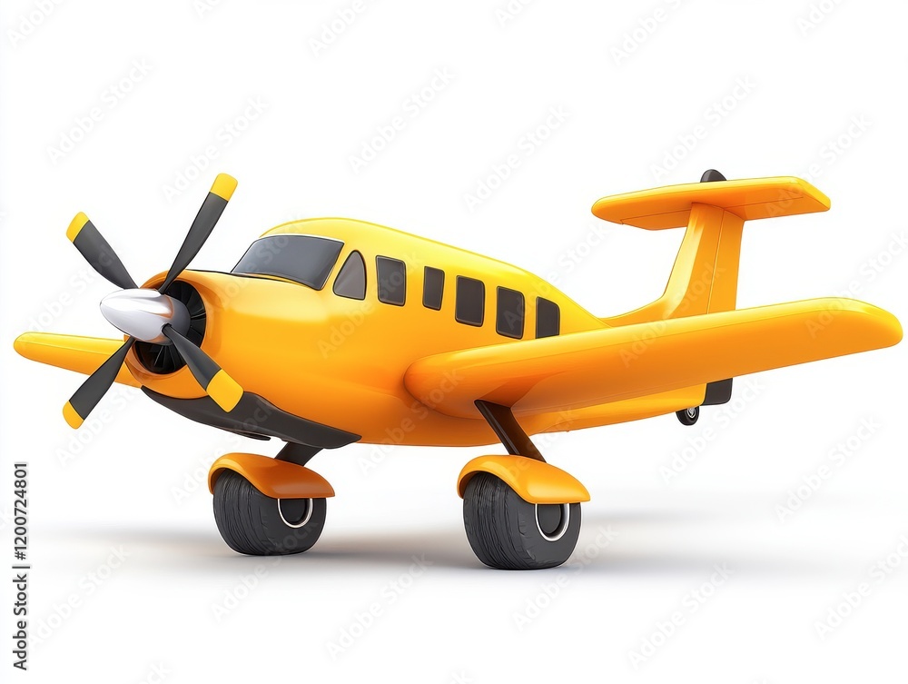 Bright Yellow Airplane Model on a White Background for Graphics Use Bright Yellow Airplane Model on a White Background for Graphics Use