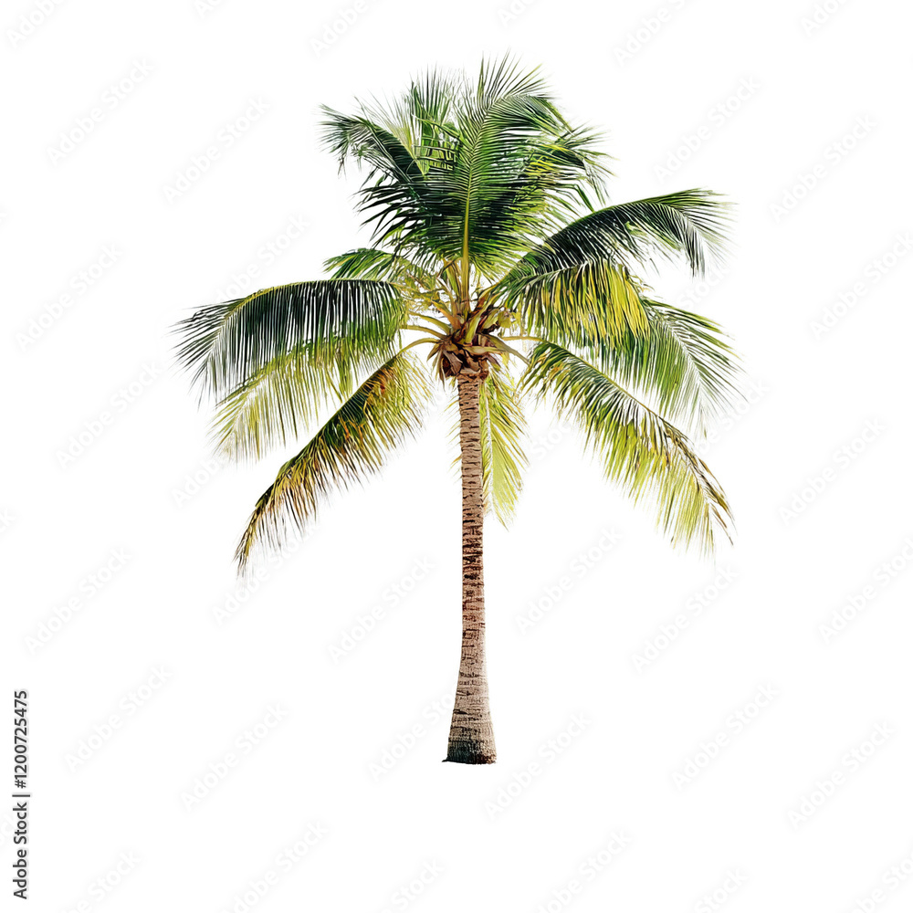 Obraz premium Lush Green Palm Tree Isolated on White Background for Design Use
