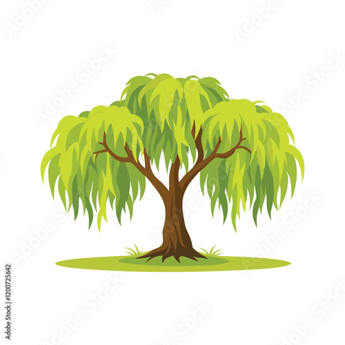  Willow tree isolated flat vector illustration on white background