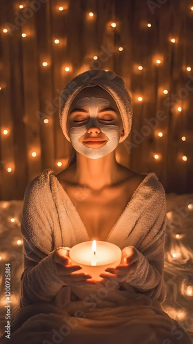 Woman in Bathrobe Holds Can...