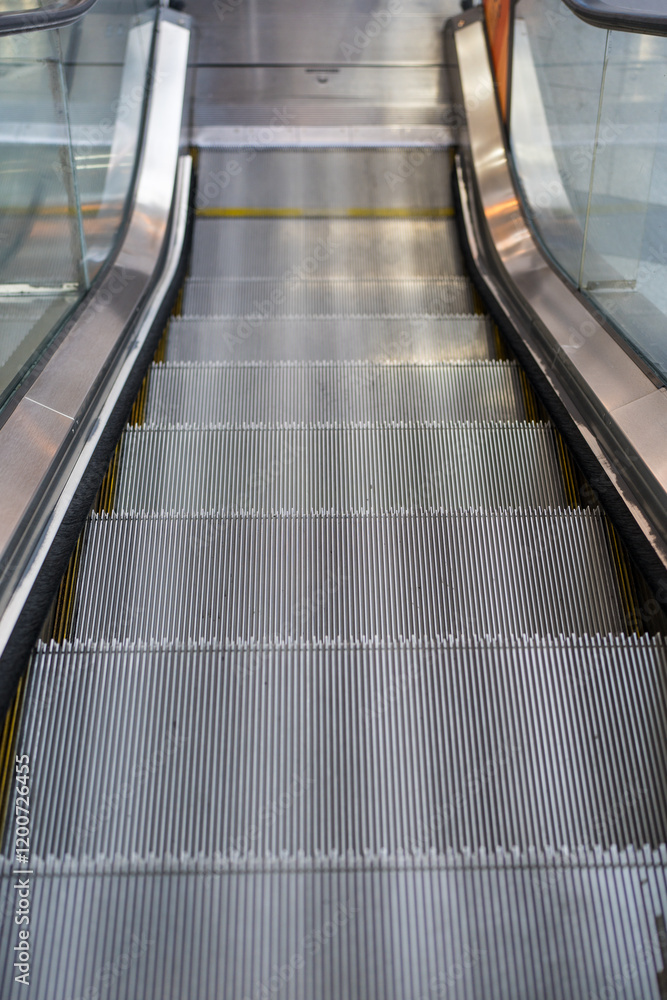Escalator in the subway.  Way of transportation.
