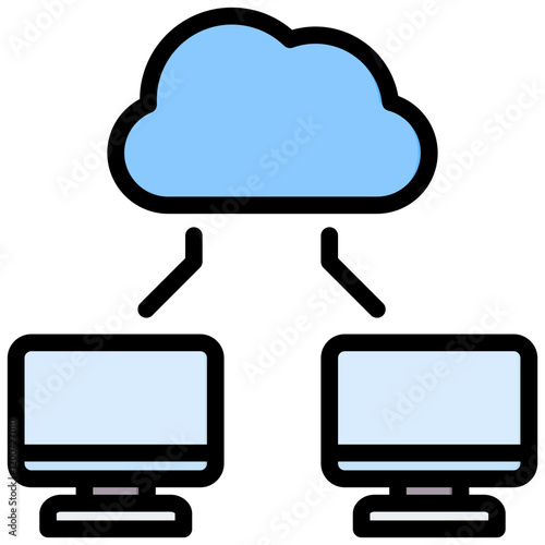Cloud Computing Outline Color Icon