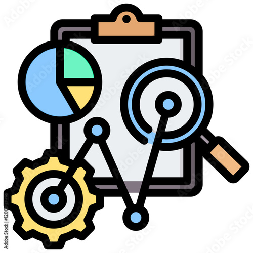 Data Analysis Outline Color Icon