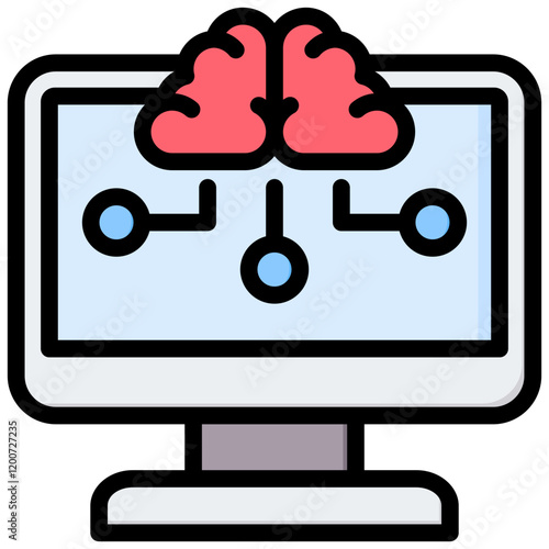 Cognitive Computing Outline Color Icon