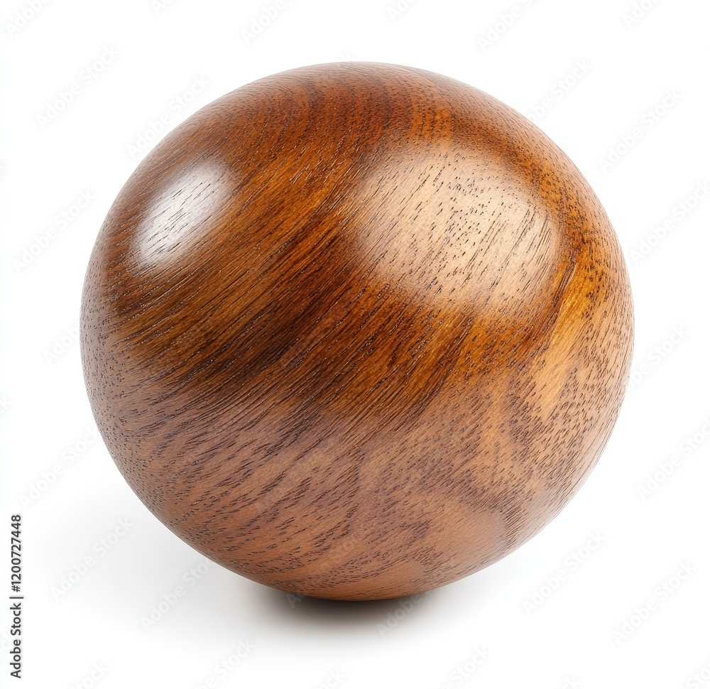 Fototapeta premium Polished wooden sphere on white background. (11)