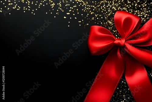 Elegant Red Bow and Gold Gl...