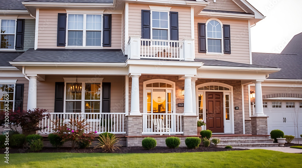 Fototapeta premium Captivating Home Exterior: Modern Architectural Design, Landscaping, and Luxurious Features