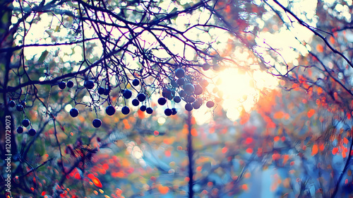 Dark Berries Hang from Bran...