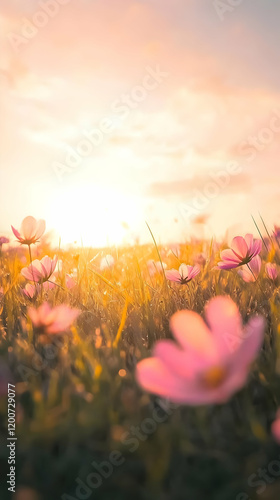 Pink Cosmos Flowers Bloom B...