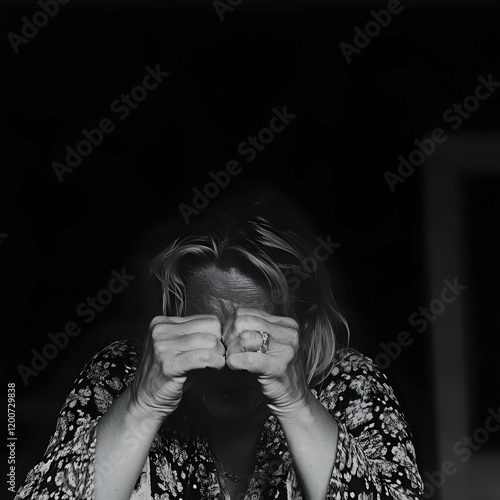 Woman Covers Her Face with ...