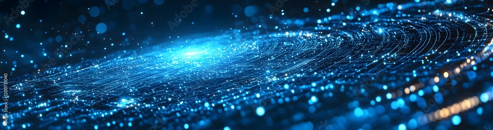 Abstract Blue Glowing Data Network with Flowing Particles and Light Trails Abstract Blue Glowing Data Network with Flowing Particles and Light Trails