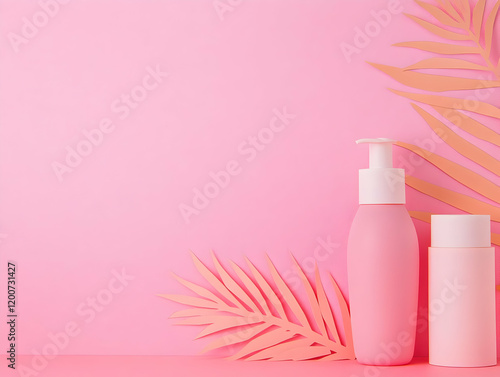 Pink Cosmetic Bottles Stand...