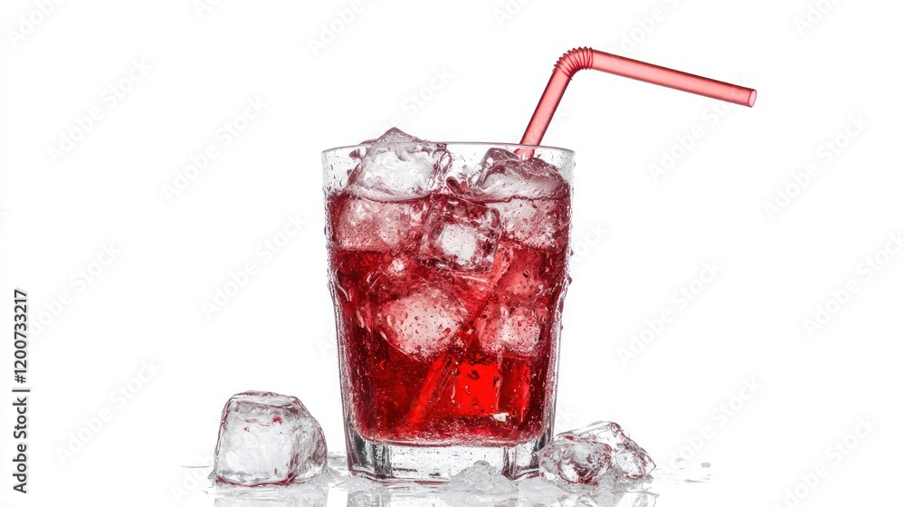 Refreshing Red Soda with Ice Cubes Refreshing Red Soda with Ice Cubes